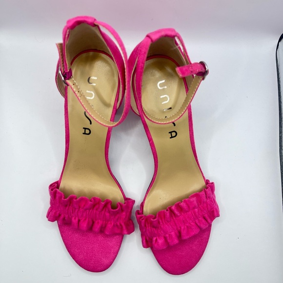 Unisa Fuchsia Ruffle Strap Heels - Picture 4 of 6